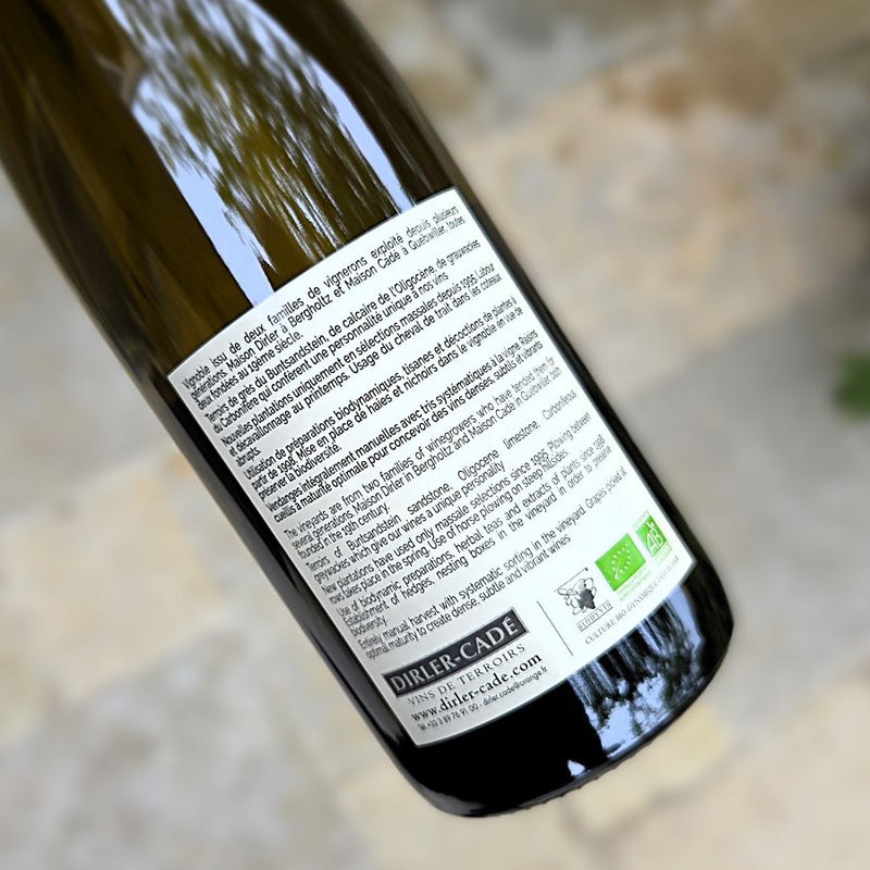 Dirler-Cadé Alsace Réserve Pinot 2021 bottle of wine rear
